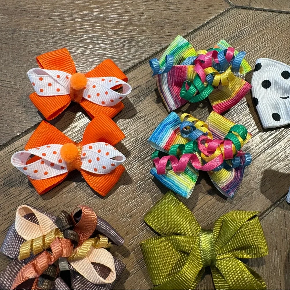 Handmade Colorful Bow Hair Clips Set for Girls